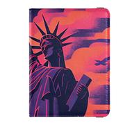 Cartera de pasaporte de viaje con ilustración del Día de la Independencia con ranura para tarjeta de vacunación, funda de cuero para pasaporte, organizador de documentos de viaje, Ilustración del Día
