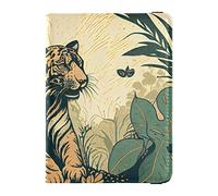 Cartera de pasaporte de viaje con ilustración retro americana de un tigre con ranura para tarjeta de vacunación, organizador de documentos de viaje, funda protectora de cuero para pasaporte,