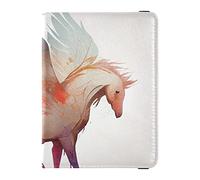 Cartera de pasaporte de viaje con ilustración vintage americana de unicornio con ranura para tarjeta de vacunación, organizador de documentos de viaje, protector de cuero para pasaporte, Unicornio