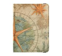Cartera de pasaporte de viaje con ilustración vintage de estrella de mar y peces con ranura para tarjeta de vacunación, organizador de documentos de viaje, protector de cuero para pasaporte,