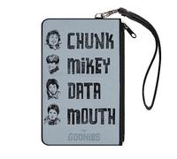 Cartera de películas de terror, cierre con cremallera, The Goonies Chunk Mikey Data Mouth Poses bígaro negro, lona, L, Casual