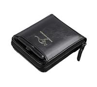 Cartera de Piel auténtica para Hombre, con Cremallera Alrededor, diseño de Escudo sin Contacto, de ampliada, Soporte de informes de crédito para Caballeros Estilo de Vida, Compacto