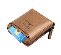 Cartera de Piel auténtica para Hombre, con Cremallera Alrededor, diseño de Escudo sin Contacto, de ampliada, Soporte de informes de crédito para Caballeros Estilo de Vida, Compacto
