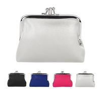 Cartera de Piel Auténtica para Mujer con Cierre de Beso, Monedero Aubrey con Triple Marco de Metal, Bolsa de Cambio