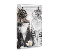 Cartera de piel blanca de dibujos animados Maine Coon Cats para hombre, delgada, con ventana de identificación, bloqueo RFID, inserciones para tarjetas de crédito para hombres y mujeres