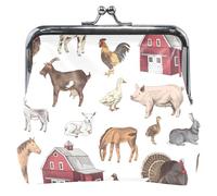 cartera de piel blanco para mujer, diseño de animales de granja con hebilla y cierre de beso para monedas, Farm Animals White 1, UNITALLA, Classic, Farm Animals White 1, UNITALLA, Classic