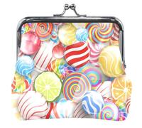 cartera de piel colorido con diseño de remolino de caramelo para mujer, bonito cierre de beso con hebilla para cambiar, bolsa para tarjetas, Remolino de caramelo colorido, UNITALLA, Remolino de