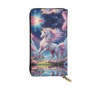 Cartera de piel con cremallera de unicornio rosa, bolsa de mano de 7.5 x 4.1 pulgadas de largo, múltiples compartimentos y gran capacidad, un buen regalo para amigos