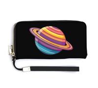 Cartera de piel con diseño de bandera trans Saturn Human Rights LGBTQ, bolsa larga con correa de muñeca para hombres y mujeres, Estilo:, 20.0*10.5cm