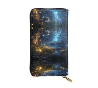 Cartera de piel con diseño de mariposas en cuentos de hadas, monedero de 7.4 x 4.13 pulgadas de largo con cremallera, práctica cartera de viaje para dinero en efectivo
