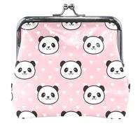 cartera de piel con diseño de panda de dibujos animados rosa para mujer, con hebilla de beso y cambio de moneda, Cute Pink Cartoon Panda, UNITALLA, Classic, Cute Pink Cartoon Panda, UNITALLA, Classic