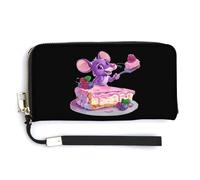 Cartera de piel con diseño de ratón con queso amarillo, bolsa larga con correa de muñeca para hombres y mujeres, Estilo:, 20.0*10.5cm