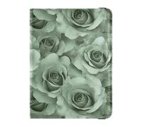 Cartera de piel con diseño de rosas verdes para pasaporte y tarjeta de vacunación, cartera para pasaporte, bonito libro de pasaporte, ultra delgado, Rosas verdes de San Valentín, 1 size