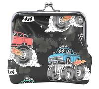 cartera de piel con estampado de animales, para mujer, niña, con bloqueo de besos, camionetas, cartera negro, Monster Trucks Black, UNITALLA, Monster Trucks Black, UNITALLA, Classic