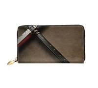 Cartera de piel con estampado de espada samurái japonés, para teléfono celular, tarjetas de crédito, billetera de cuero para mujer, bolsillo con cremallera, color negro, talla única, Negro, One Size