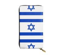 Cartera de piel con estampado de la bandera de Israel (19 x 10,4 cm)