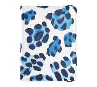 Cartera de piel con estampado de leopardo azul y negro para pasaporte y tarjeta de vacunación, cartera de viaje para pasaporte para mujeres y hombres, impermeable