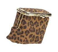 Cartera de piel con estampado de leopardo de moda, organizador para monedas, joyas, llaves, uso diario, cartera compacta de piel auténtica, Patrón de leopardo marrón, Talla única