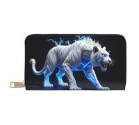 Cartera de piel con estampado de tigre blanco frío para mujer, cartera plegable para múltiples tarjetas, cartera larga para mujer