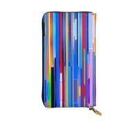 Cartera de piel con estampado de trazo vertical (7.5 x 4.1 pulgadas)