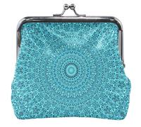 cartera de piel con hebilla de piel para cambio de moneda, diseño de mandala, color verde azulado, Chic mandala caleidoscopio verde azulado, UNITALLA, Classic, Chic mandala caleidoscopio verde azulado