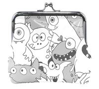 cartera de piel con hebilla para mujer, diseño de monstruos, color gris, Cute Monsters Gray, UNITALLA, Cute Monsters Gray, UNITALLA, Classic