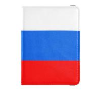 Cartera de piel con la bandera de Rusia para pasaporte y tarjeta de vacunación, funda para pasaporte, documentos de viaje, funda para pasaporte, funda para pasaporte, funda para viajes, esencial