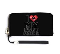 Cartera de piel con texto en inglés "I Love My Best Friend", bolsa larga con correa para la muñeca para hombres y mujeres, Estilo:, 20.0*10.5cm