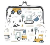 cartera de piel de dibujos animados para mujer, bonito cierre de beso para coches, camiones, cambio de dinero blanco para niñas, Cute Cars Truck White, UNITALLA, Cute Cars Truck White, UNITALLA