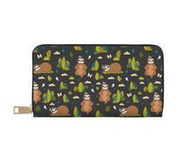 Cartera de piel fina para mujeres y hombres, con divertidos perezosos en el bosque, para mujeres y hombres, con cremallera