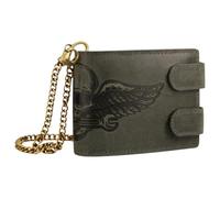 Cartera de piel para motorista con cadena y calavera - Protección RFID - Piel auténtica, gris, 10.0 X 12.5 X 2.5 Centimeters, Biker