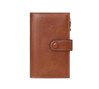 Cartera de piel para mujer, con bloqueo RFID, cartera triple para tarjetas de crédito, cartera de viaje con soporte para bolígrafo, Marrón, As the pic show