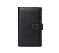 Cartera de piel para mujer, con bloqueo RFID, cartera triple para tarjetas de crédito, cartera de viaje con soporte para bolígrafo, Negro, As the pic show