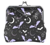 cartera de piel para mujer con diseño de murciélago espeluznante y luna, color negro, Spooky Bat Moon Black, UNITALLA, Spooky Bat Moon Black, UNITALLA, Classic
