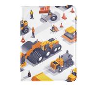 Cartera de piel para pasaporte y tarjeta de vacunación con diseño de caricatura, color amarillo, organizador de documentos, accesorios, ligero, Camión amarillo frío de dibujos animados, 1 size