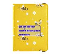 Cartera de piel para pasaporte y tarjeta de vacunación, diseño de abeja amarilla, funda para tarjetas de vacunación, bonito libro de pasaporte, impermeable, Flor de abeja amarilla, 1 size