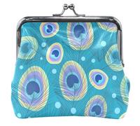 cartera de piel personalizado de plumas de pavo real para mujer, bonito cartera con hebilla para cambio de tarjeta para moneda, azul (Peacock Feather Blue), UNITALLA, azul (Peacock Feather Blue
