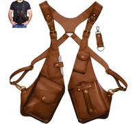 Cartera de piel sintética antirrobo para hombre, estilo steampunk, retro, para hombro, para las axilas, cosplay, Halloween, accesorio de seguridad para viajes, correa ajustable, Brown, Abrigo