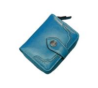 Cartera de piel sintética con cierre de cremallera para hombre, estilo retro, de piel sintética, Blue, Talla única