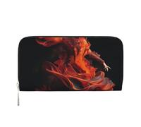 Cartera de piel sintética con cremallera alrededor de la bailarina de fuego para mujeres y niñas, cartera larga de poliuretano, bolso de mano impermeable para viaje
