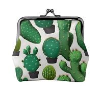 Cartera de piel sintética de microfibra con estampado de cactus verde para organizar el cambio de llaves del lápiz labial