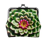 Cartera de piel sintética de microfibra con estampado de flores de cactus florecientes, mini bolsa para organizar el cambio de llaves del lápiz labial