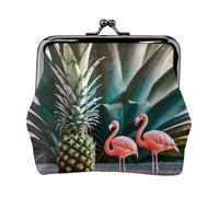 Cartera de piel sintética de microfibra con estampado de piña y flamenco para organizar el cambio de llaves del lápiz labial