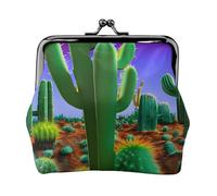 Cartera de piel sintética de microfibra estampada con diseño de cactus desierto para organizar el cambio de llaves de lápiz labial