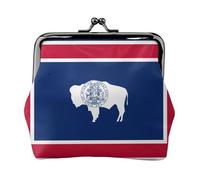 Cartera de piel sintética de microfibra impresa con bandera del estado de Wyoming para organizar el cambio de llaves del lápiz labial
