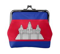 Cartera de piel sintética de microfibra impresa con la bandera de Camboya para organizar el cambio de llaves del lápiz labial