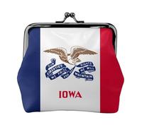 Cartera de piel sintética de microfibra impresa con la bandera del estado de Iowa para organizar el cambio de llaves del lápiz labial