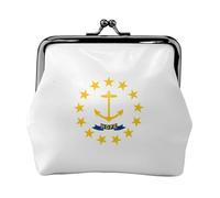 Cartera de piel sintética de microfibra impresa con la bandera del estado de Rhode Island para organizar el cambio de llaves del lápiz labial