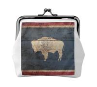 Cartera de piel sintética de microfibra impresa con mapa de la bandera del estado de Wyoming, mini bolsa para organizar el cambio de llaves del lápiz labial