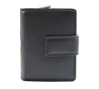Cartera de piel suave para mujer, con protección RFID, tamaño mediano, para tarjetas de identificación, notas, monedas, cartera HOL1132, Black, M, Moderno